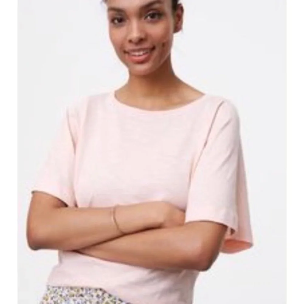 LOFT Light Pink Cotton Short Bell Sleeve Tee - Picture 1 of 12